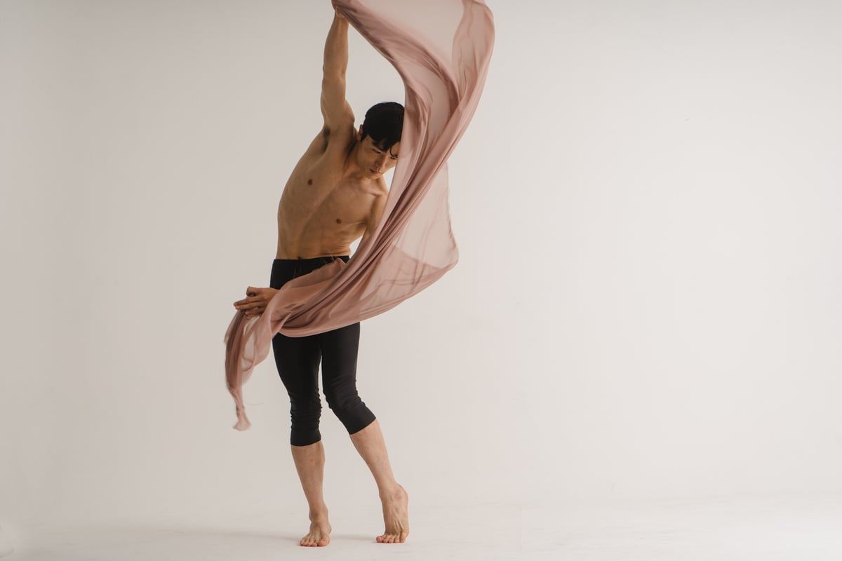 Shirtless Man Dancing a Contemporary Dance